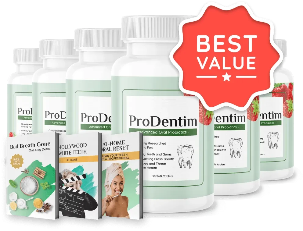 ProDentim 3 plus 3 bottle Best Value package with three digital bonuses