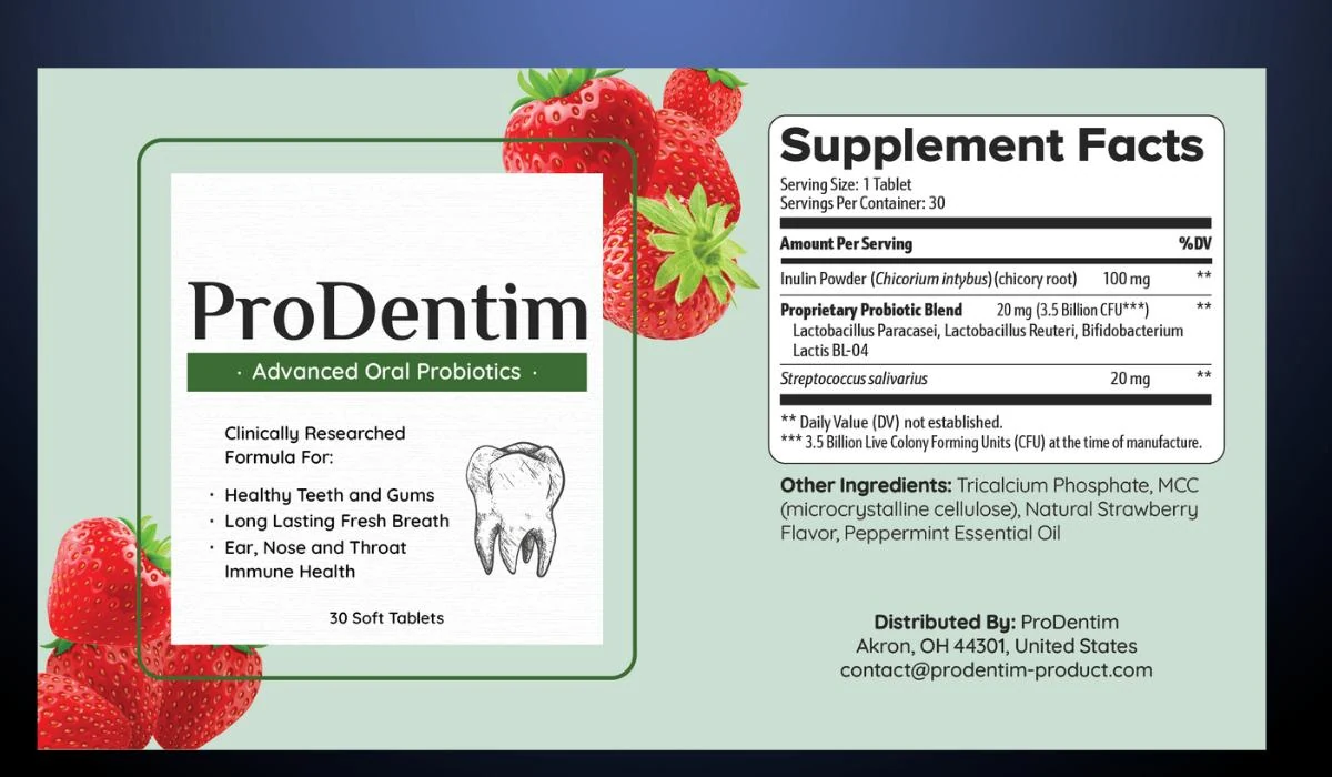Current ProDentim Supplement Facts panel supplied for verification